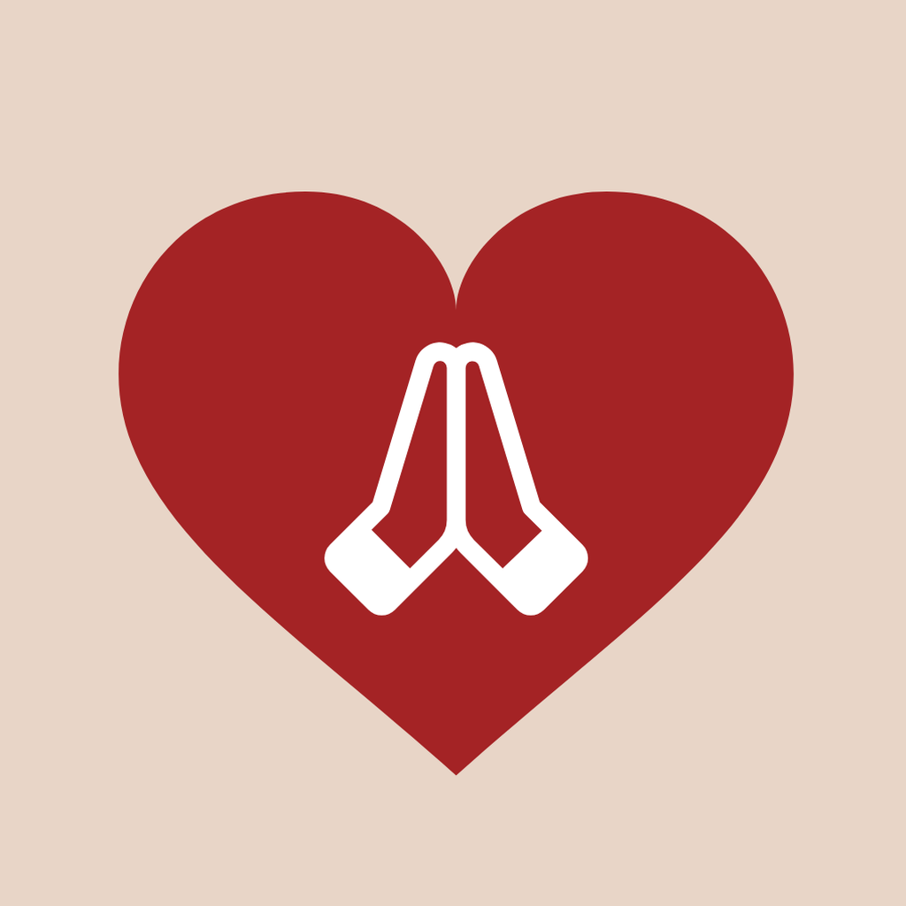 Red heart with praying hands — CIPFY donation